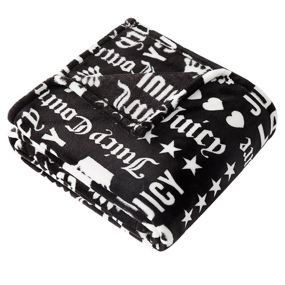 Juicy Couture Other - Juicy Couture Crown Black & White Plush Throw, 50" x 70"